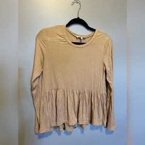Taupe and Fitted Long Sleeve Shirt
